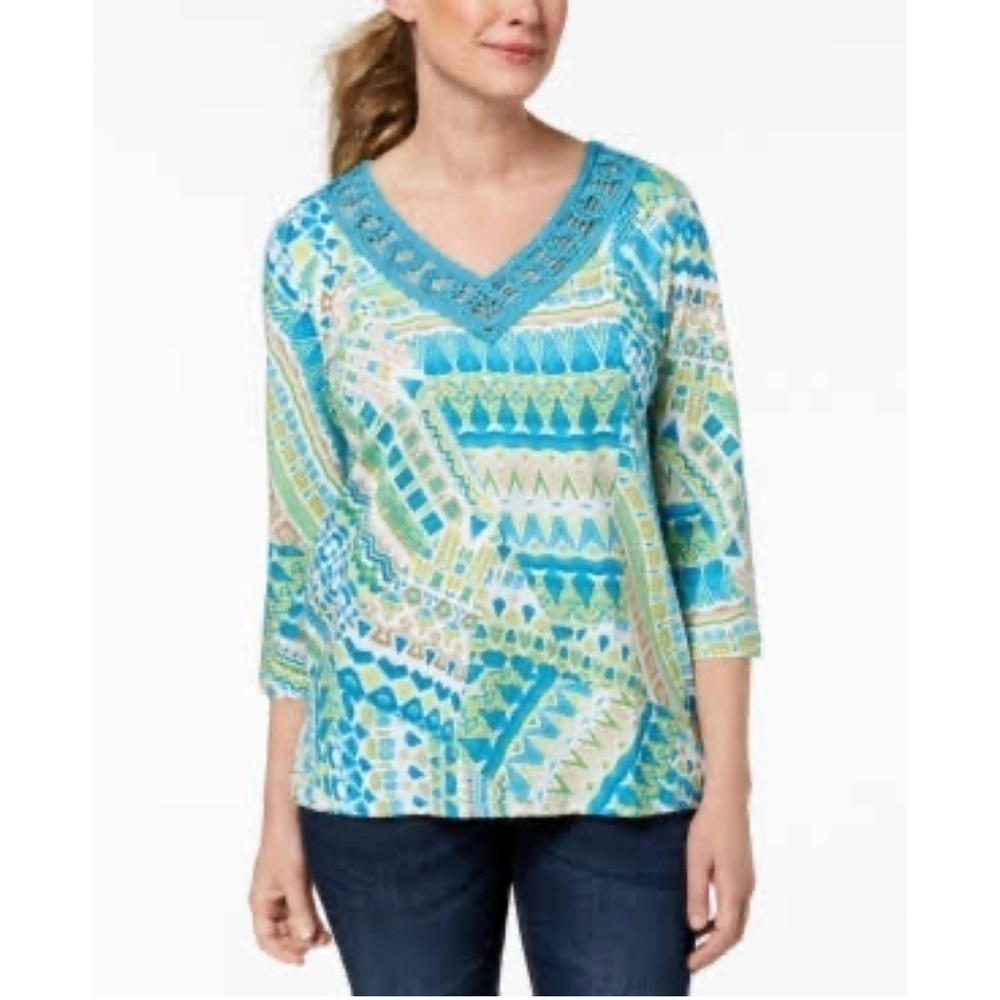 Nwot!! Alfred Dunner Turquoise Blue Blouse 3X